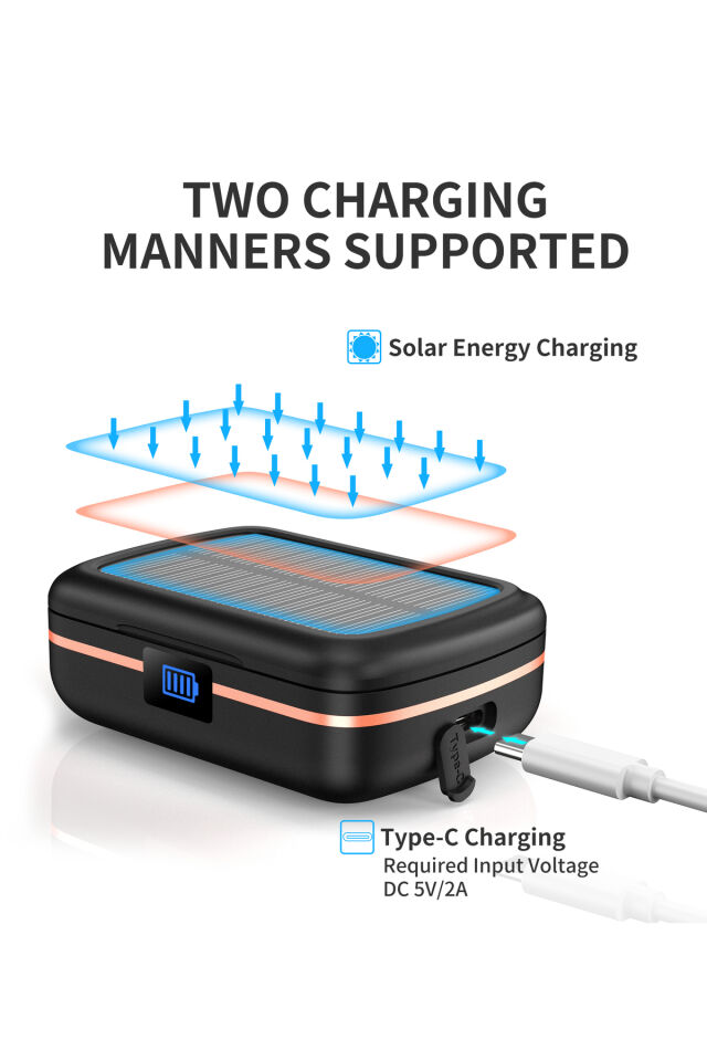 Choetech Güneş Enerjili, Suya Dayanıklı, Gürültü Engelleme Özellikli Tws Kulaklık