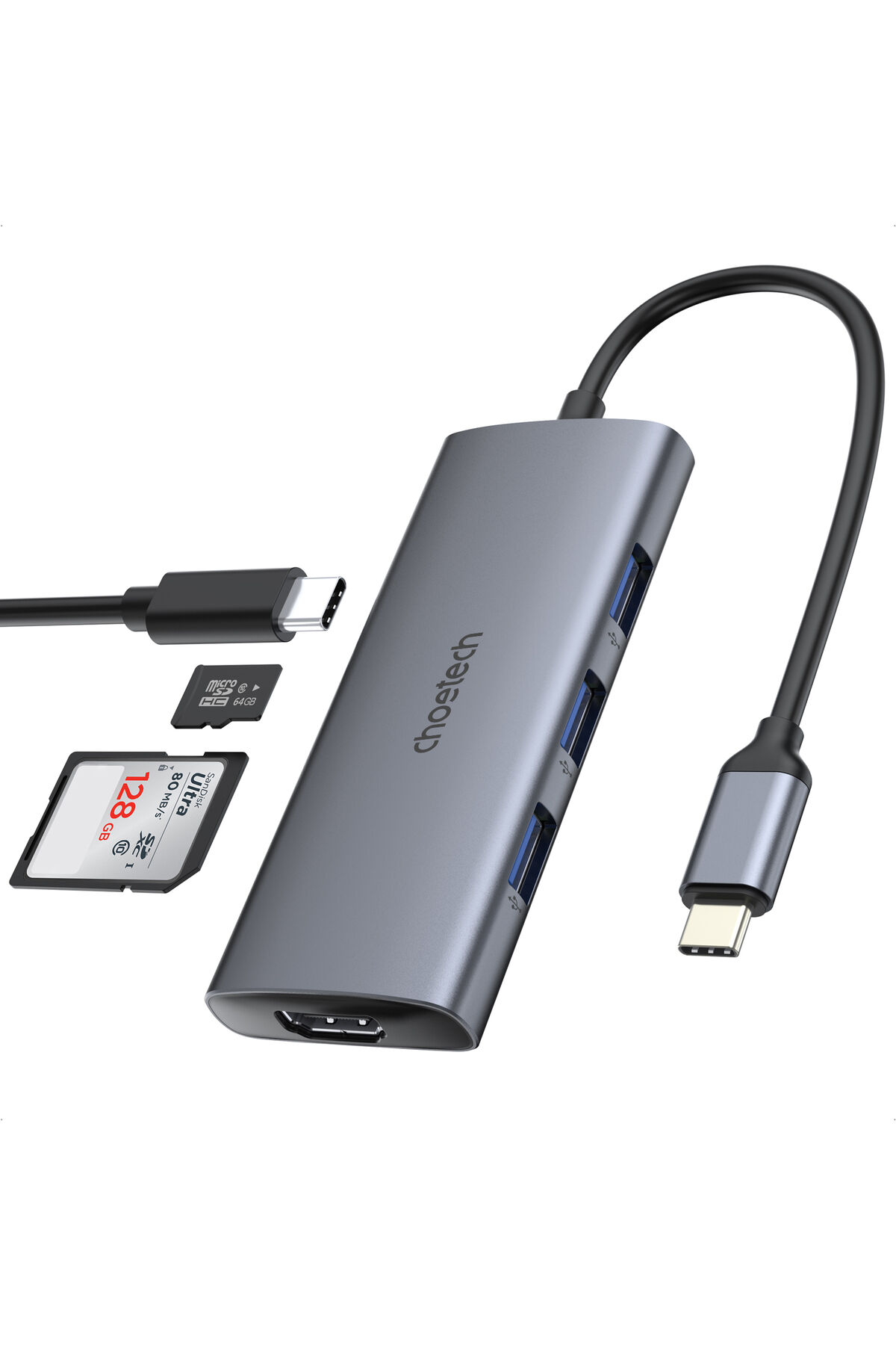 Choetech 7'si 1 Arada Çoklu Bağlantı Noktalı Usb-c Hdmı Adaptörü/ Usb C Tipi Adaptörü