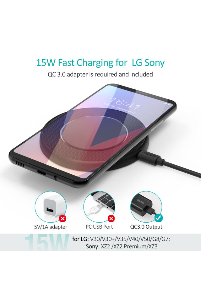 CHOETECH Kablosuz Şarj Cihazı 15W Maksimum Hızlı Kablosuz Şarj Pedi (T527-F)