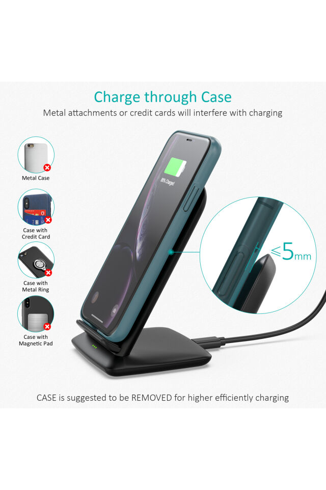 Choetech 15W Çift Bobinli Hızlı Kablosuz Şarj Standı (T555-F)