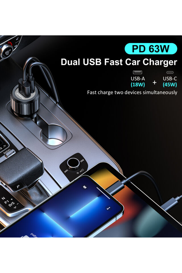 Choetech 63W Çiftli Araç Şarj Cihazı (XCC0010)