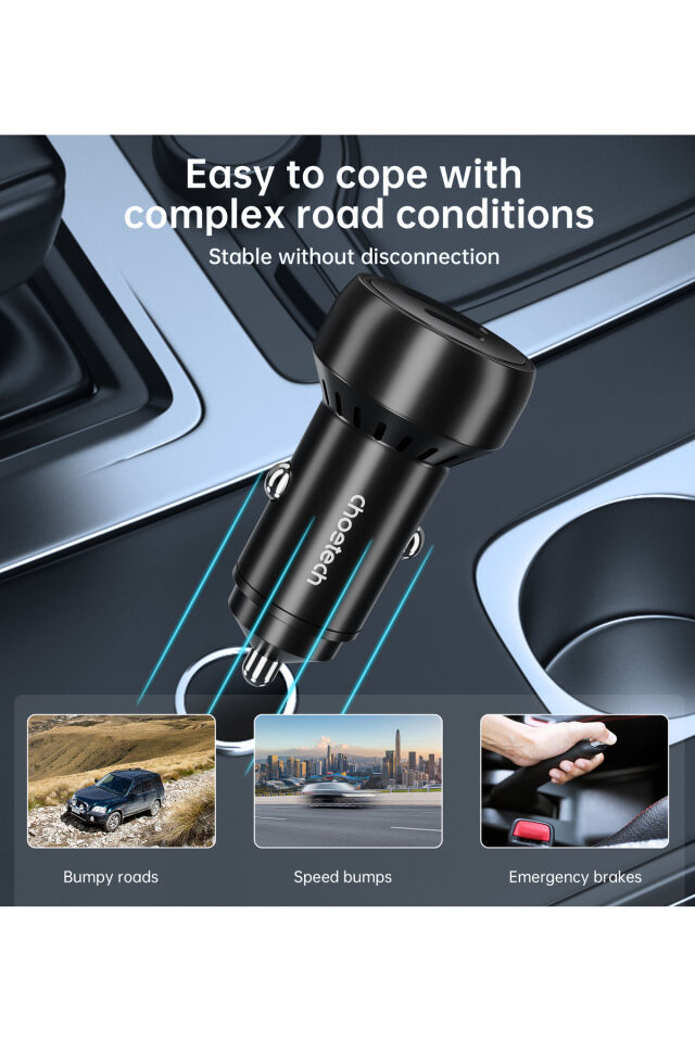 Choetech 60W Çift Usb-C Usb-A Hızlı Araç Şarj Cihazı (TC0014)