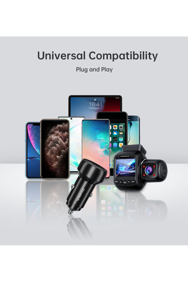 Choetech 60W Çift Usb-C Usb-A Hızlı Araç Şarj Cihazı (TC0014)